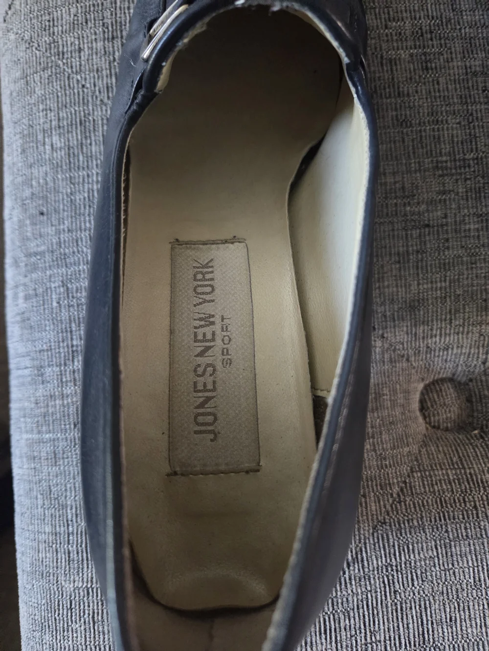 Jones New York Womens Black Leather Block Heel Loafers Size 8